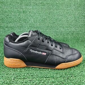 Reebok Sneakers Mens 10 Black Workout Plus Low Top Gum Sole CN2127 Leather